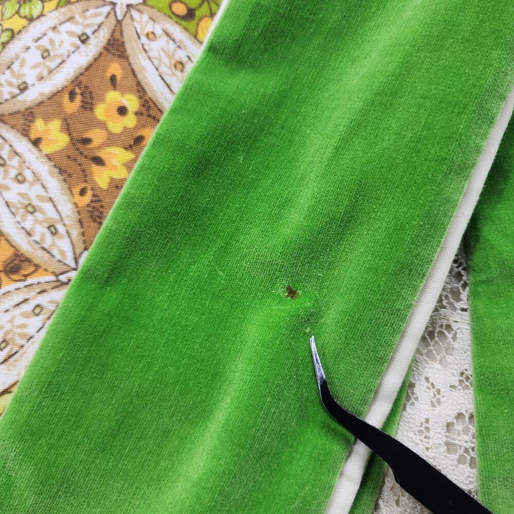 Vintage 70s Chessa Davis Skirt Women S Green Quilted Patchwork Velvet Lace‎ Maxi - Picture 3 of 12